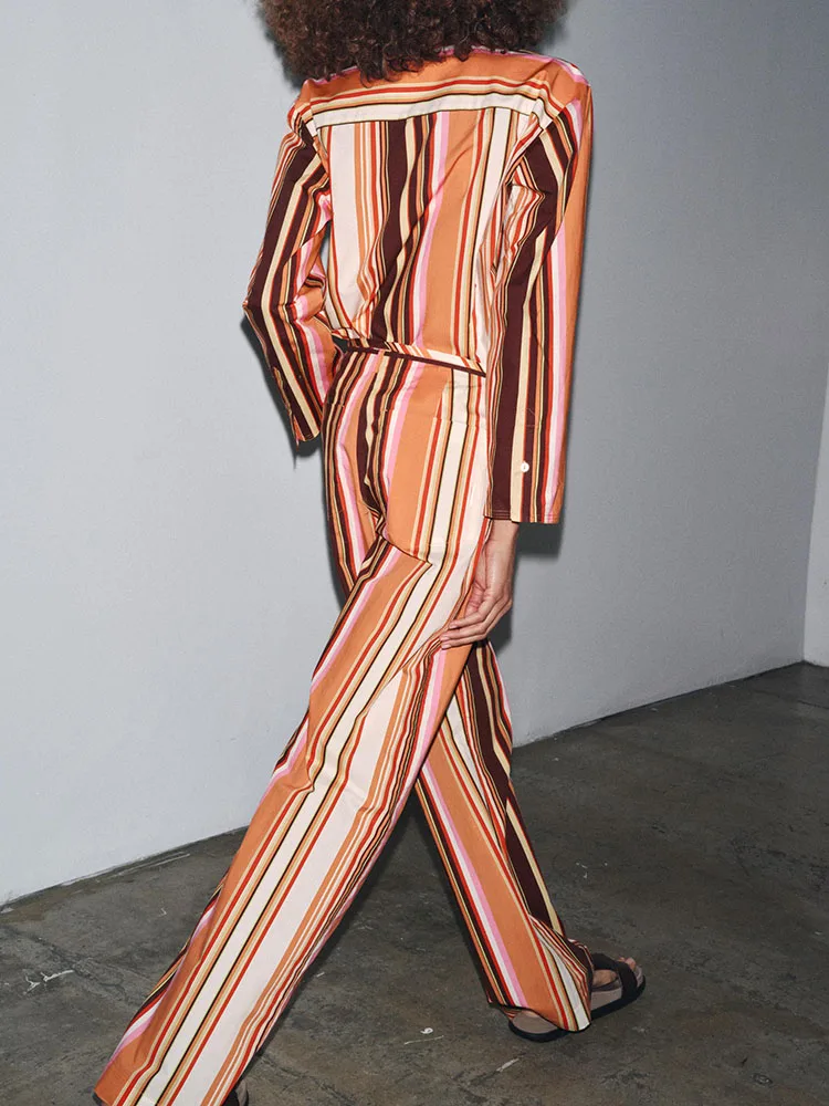 New Arrival Autumnal Spwear Sle irt And Flared Pants Women's Faion ZA2025 Ladies Ethnic Stage Costume 2025