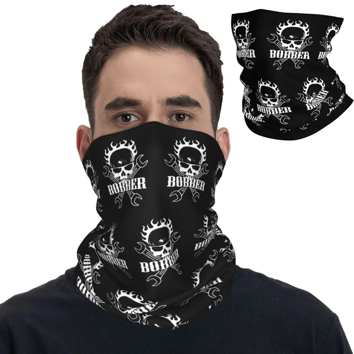 Bobber Biker Bandana Neck Gaiter Printed Motorcyclist Magic Scarf Warm Balaclava Outdoor Sports Unisex Adult Windproof