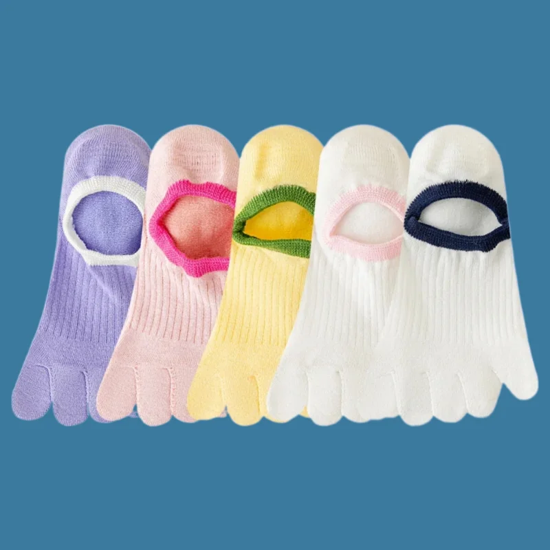 

5/10 Pairs Cotton Socks Breathable Sweat-absorbent Split-toe Shallow Invisible Women's 2024 Women's Socks Summer Thin Boat Socks