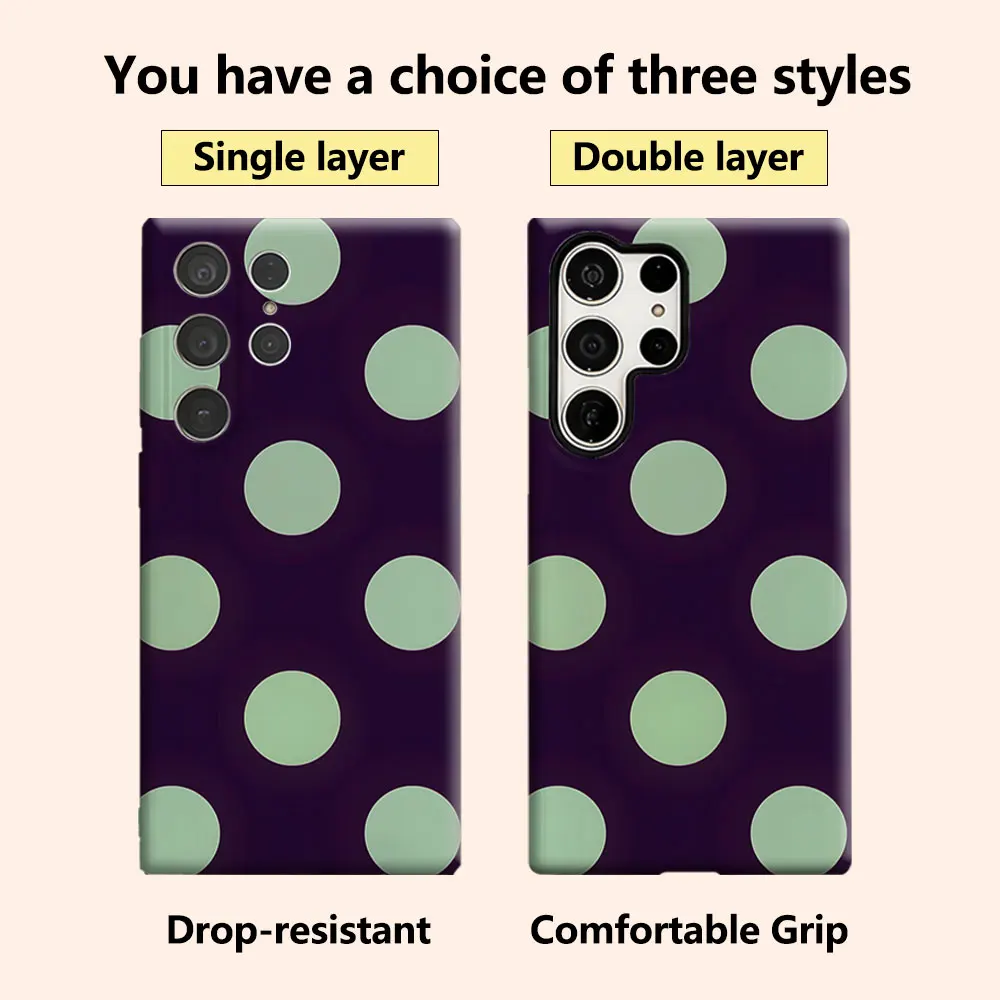 Dark Purple Dot Luxury Fashion Full Lens Protective Case for Samsung Galaxy S26 S25 S24 A56 A36 Plus Ultra