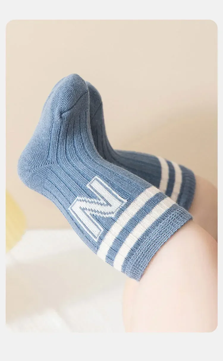 Fashion Stripped Baby Socks Korean Soft Cotton Breathable Elastic Middle Tube Socks Toddler Infant Kids Casual Short Socks