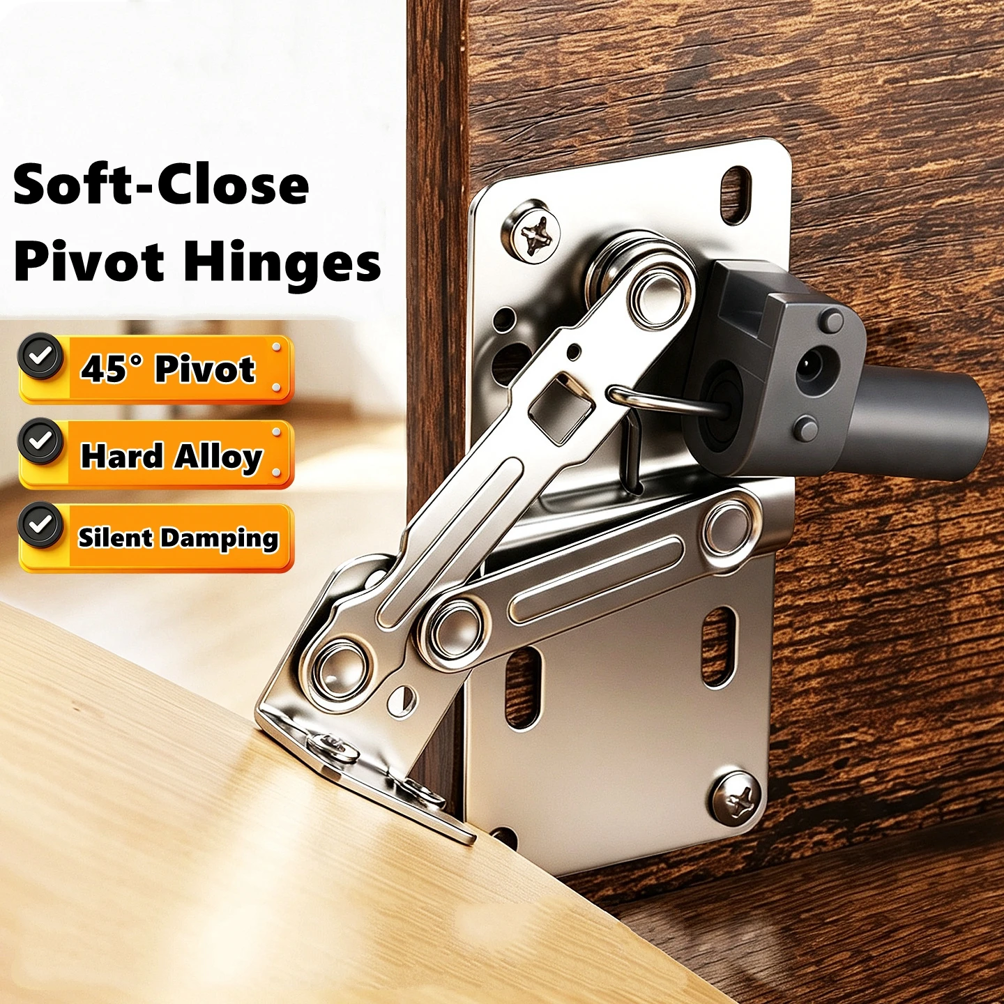 Soft Close Flip Down Tray Cabinet Door Hinges,Tip-Out Door Support Frame 45° Opening Angle for Closet Bookcases Sink Pivot Hinge