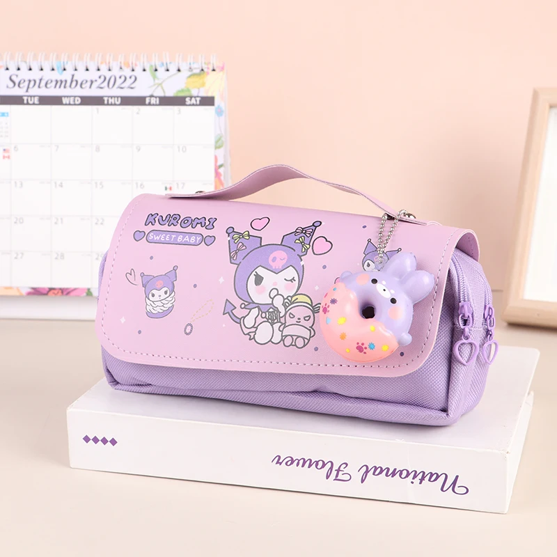 Sanrio Hello Kitty Pencil Case Anime Cute Kawaii Student Stationery Storage Bag Large Capacity Portable Handheld Kuromi Pen Bag