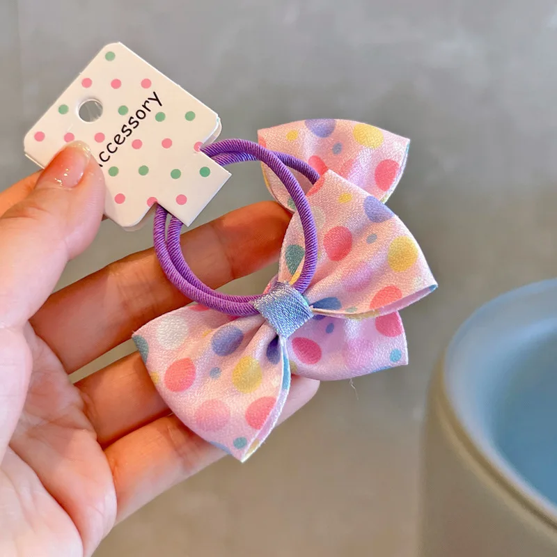 2PCS New Sweet Cute Cherry Bow Girl Kids Elastic Hair Bands Children Hair Ties Princess Hair Accessories Baby Headwear