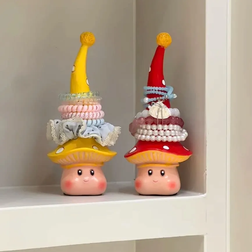 Cute Mushroom Hair Tie Storage Tool Bathroom Cartoon Decorations Jewelry Watch Holder Entrance Decoration Accessories Organizer