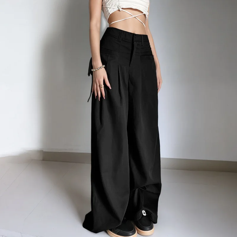 봄 가을 여성 패션 느슨한 낮은 허리 짠 바지 캐주얼 streetwear 힙합 스트레이트 정장 바지