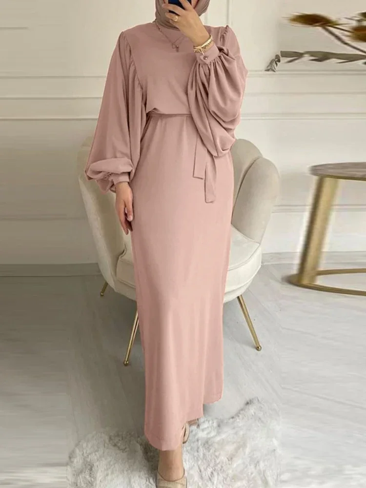 Eid Frauen Muslimischen Kleid Marokko Abaya Kaftane Casual Abendkleider Puff Hülse Frau Türkei Islam Lange Robe Femme Vestidos