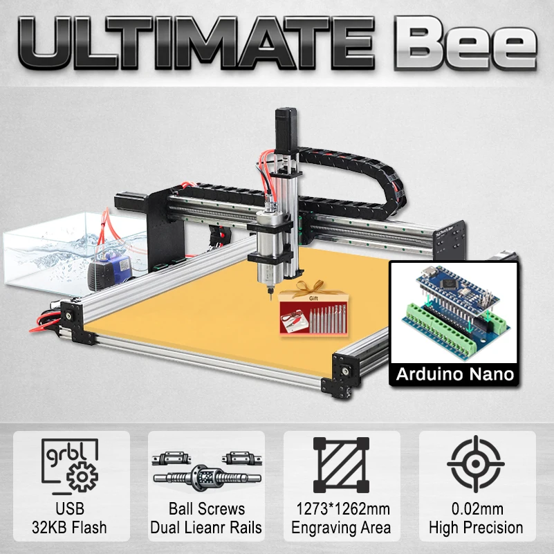BulkMan3D ULTIMATE Bee CNC Router Machine 4-Axis Ball Screw HGR Linear Rail GRBL Controller Milling Machine for Wood Metal PCB
