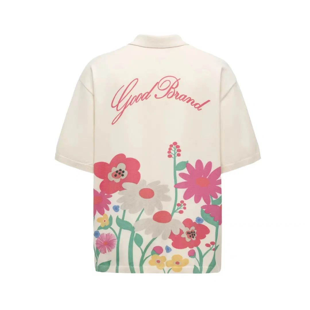 High-Quality Goodbrand Fashion Romantic Forest Floral Cluster Light Luxury Fashion Short-Sleeve Shirt for Men and Women