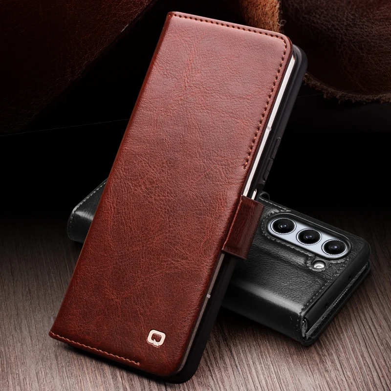 

Высококачественный чехол QIALINO из натуральной кожи для Samsung Galaxy Z Fold5, чехол-бумажник с отделением для карт для Samsung Galaxy Z, складной чехол для 5 звёзд