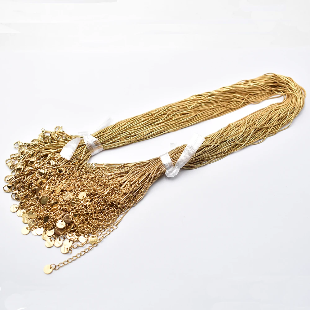 

Оптовая продажа, 0,9 мм, золотой цвет, нержавеющая сталь, цепочка в виде змеи, 45 см + 5 см, цепочка с застежкой-лобстером, сделай сам, ювелирные аксессуары, 50 100 шт./лот