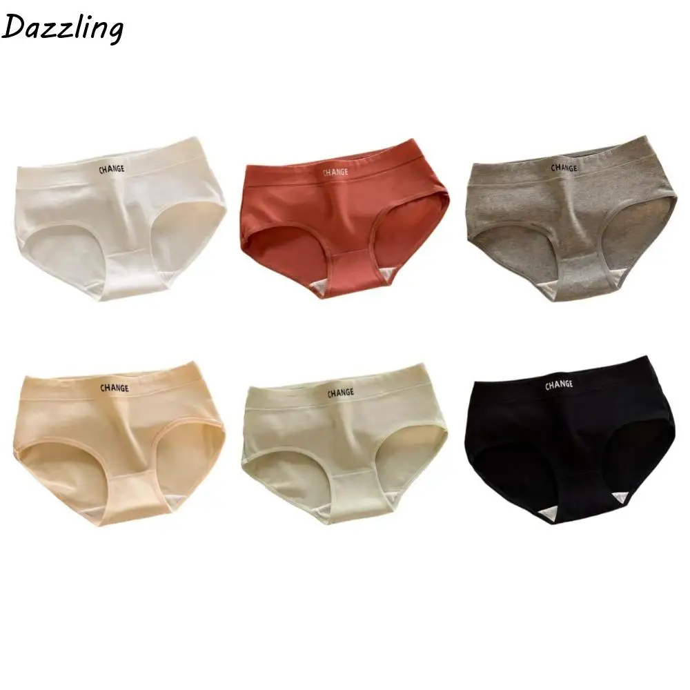 

English Letter Women Letter Cotton Panties Female Lingerie Cotton Crotch Letter Cotton Briefs Underwear 6Pcs Cotton Underpants