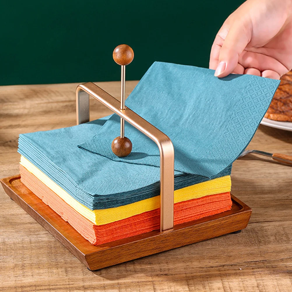 

Wood Napkin Holder Square Tabletop Napkin Stand Home Kitchen Decorative Paper Tissue Dispenser Organizer for Restaurant