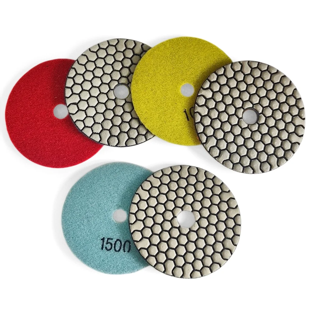 

1/3/6/7pcs Flexible Diamond Dry Polishing Pads 4inch/100mm Resin Bond Sanding Discs for Granite Marble Ceramic Tile Polishing