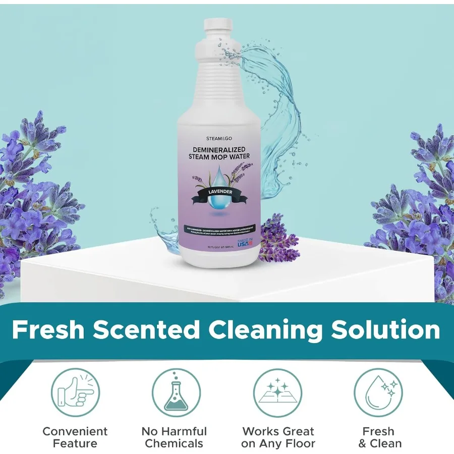 Steam Go Demineralized Water for Steam Cleaner - PVC-Free Floor Cleaning Solution Compatible with All Steam Mops - Multi-Surfac