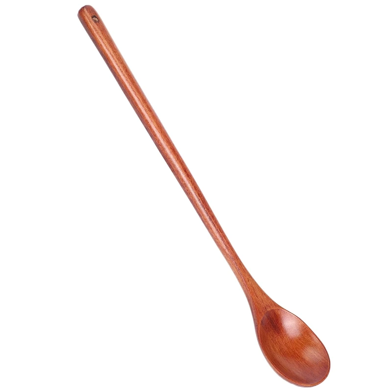 Cucharas de madera con mango largo para cocina, cucharas para servir sopa, para degustación, para comer, mezclar y agitar, 6 unidades