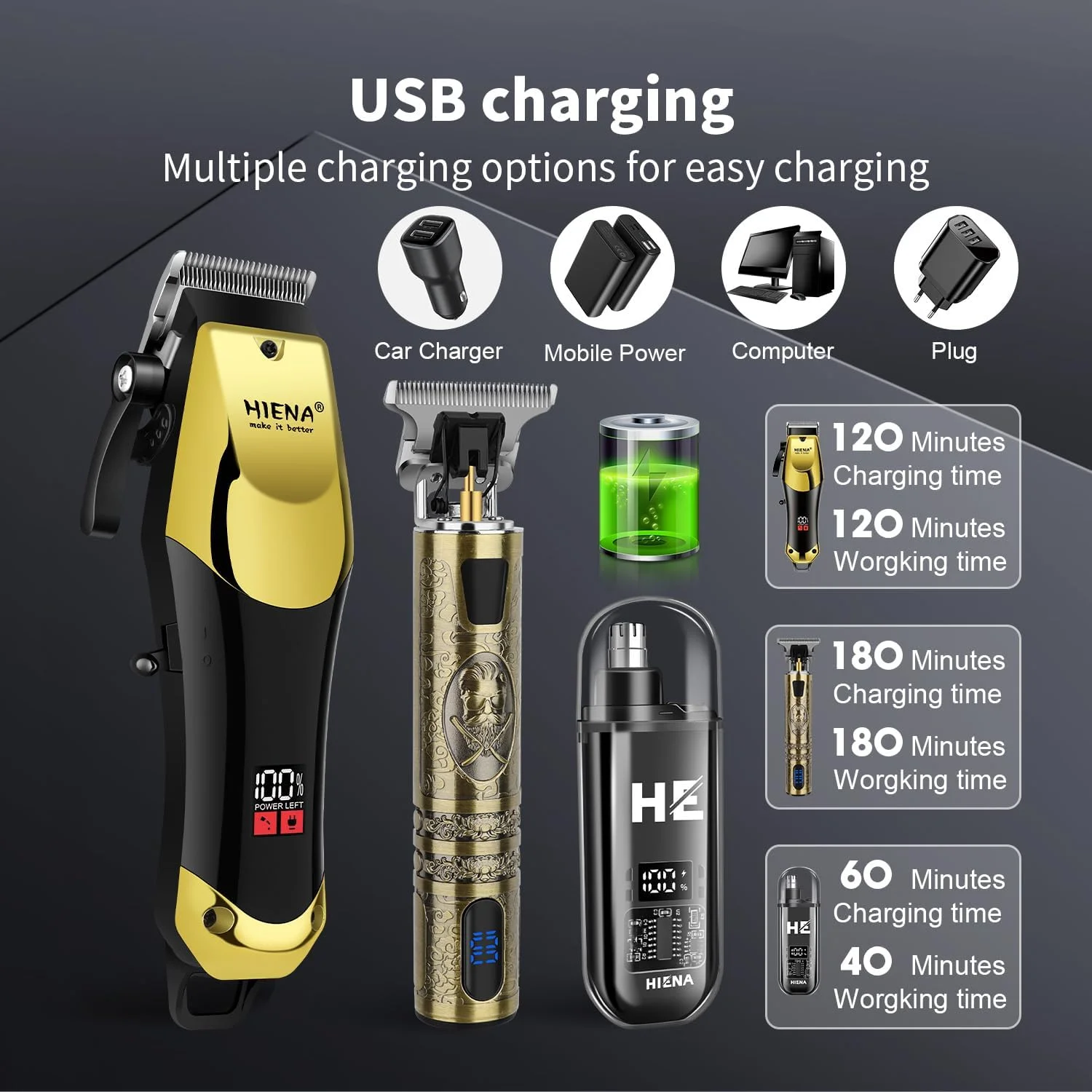 ماكينة قص الشعر الاحترافية وماكينة حلاقة لاسلكية للرجال، مجموعة ماكينة تشذيب قابلة لإعادة الشحن ومجموعة أدوات العناية بالوجه والأذن والأنف