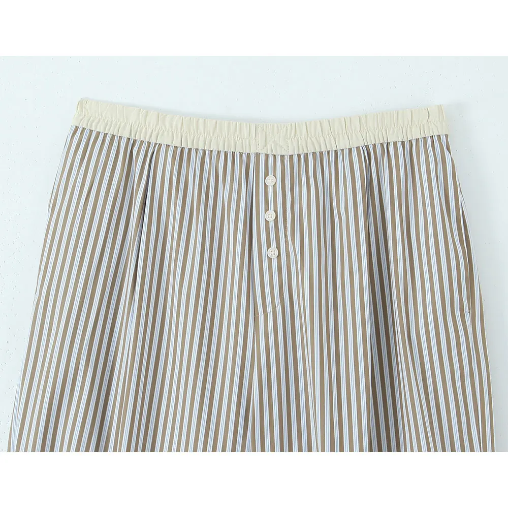 DUOPERI Set da 2 pezzi estivi da donna Canotte con scollo all'americana a righe e pantaloni dritti casual Set di pantaloni da donna chic femminili eleganti