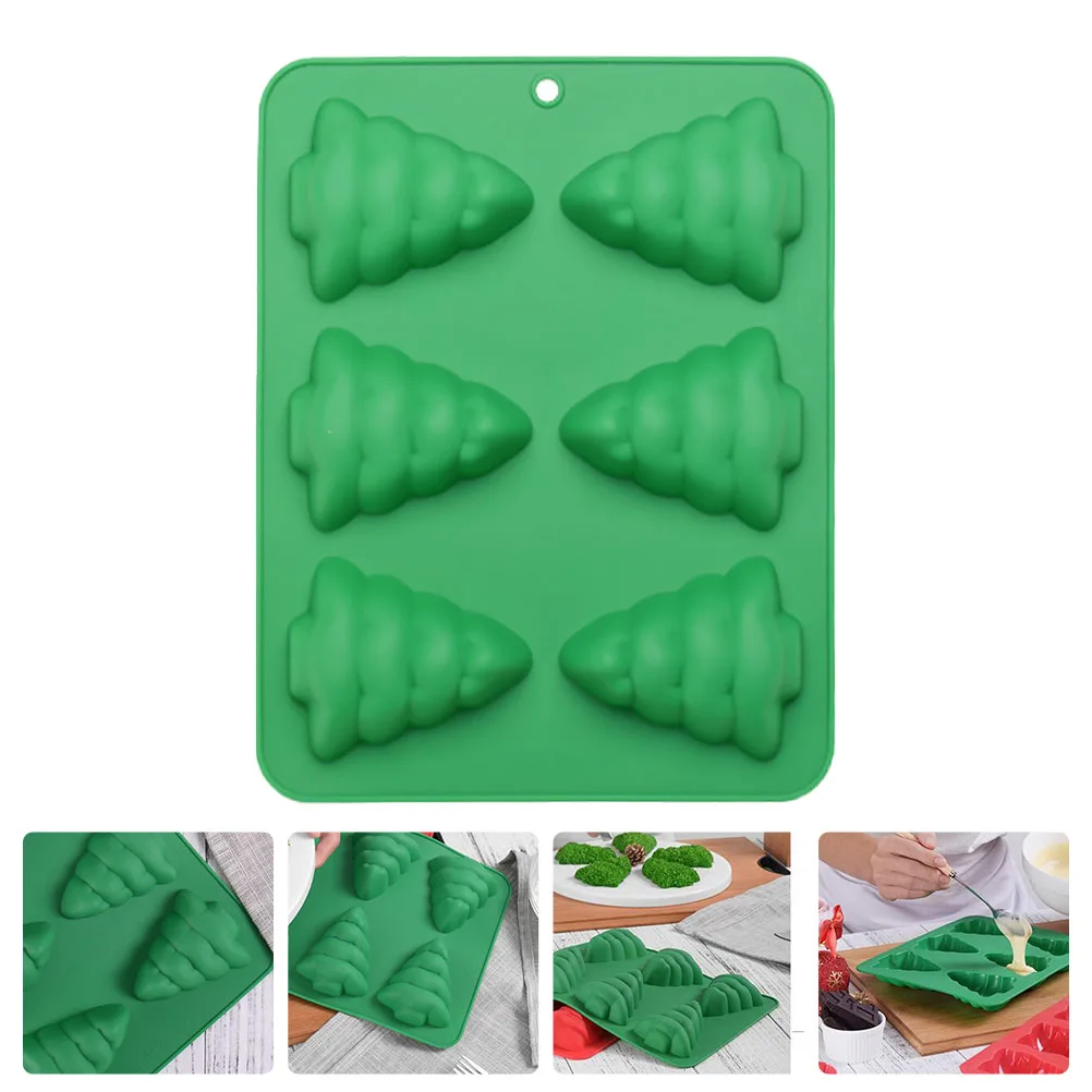 

1pc Christmas Tree Mold Silicone Baking Chocolate Mousse Cake Tray 6 Grids Xmas Tree Mold Tray For Dessert Ice Cube