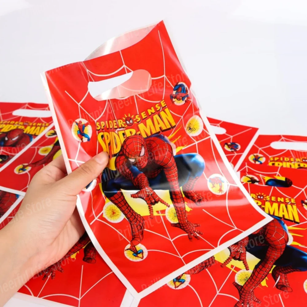 10/20/30Pcs Spiderman Party Gift Bags Spider Theme Plastics Candy Bag Boy Loot Bag for Kids Birthday Party Favors Supplies Decor