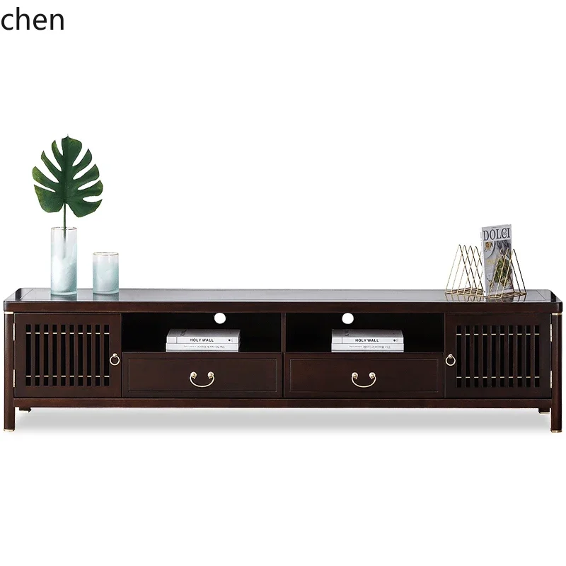 

TQH solid wood TV cabinet living room small apartment slate simple and modern