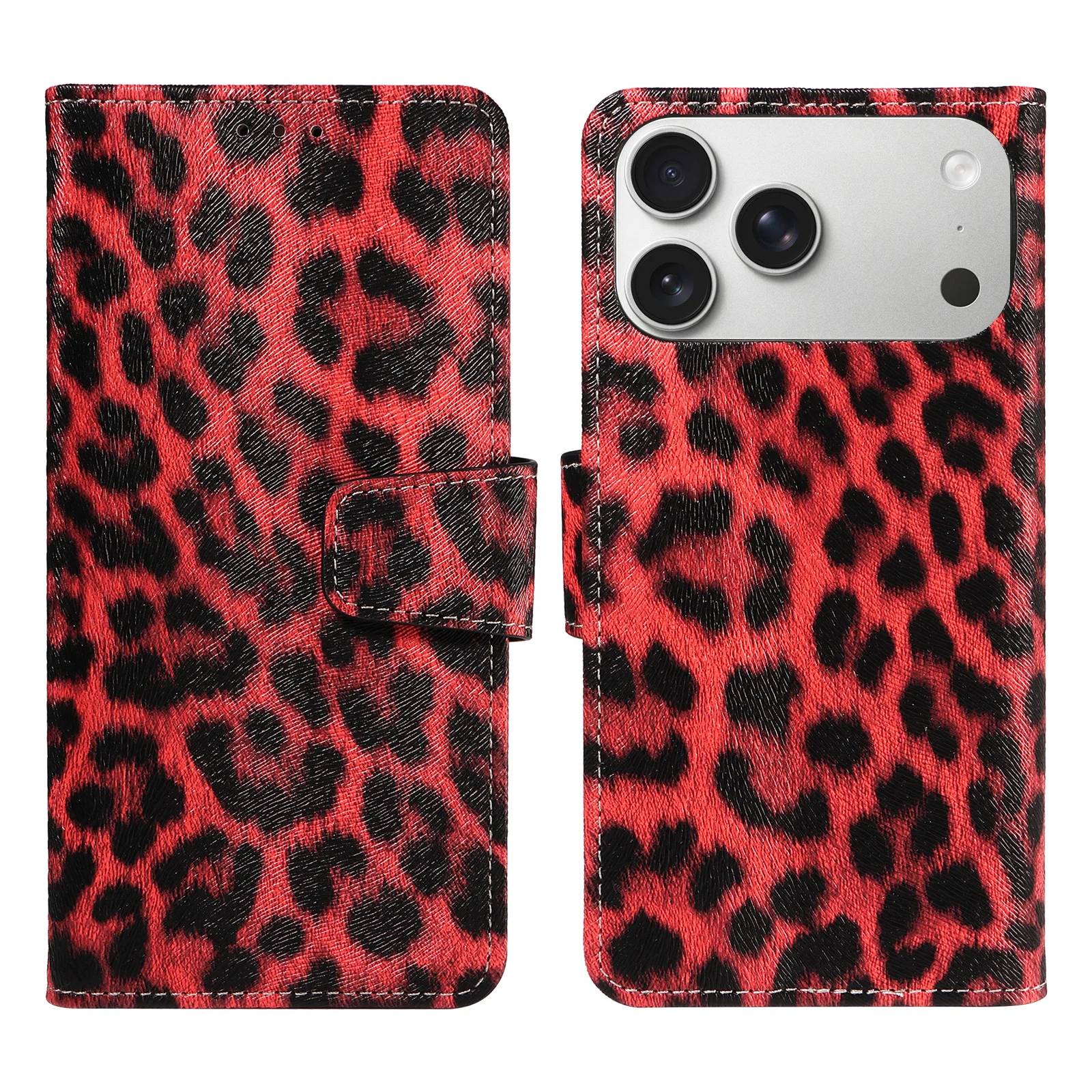 Handyhülle aus Leder mit Leopardenmuster für iPhone 17, 16, 15, 14, 13, 12, 11, Pro Max Plus Mini 7 8 Plus, stoßfeste und kratzfeste Abdeckung