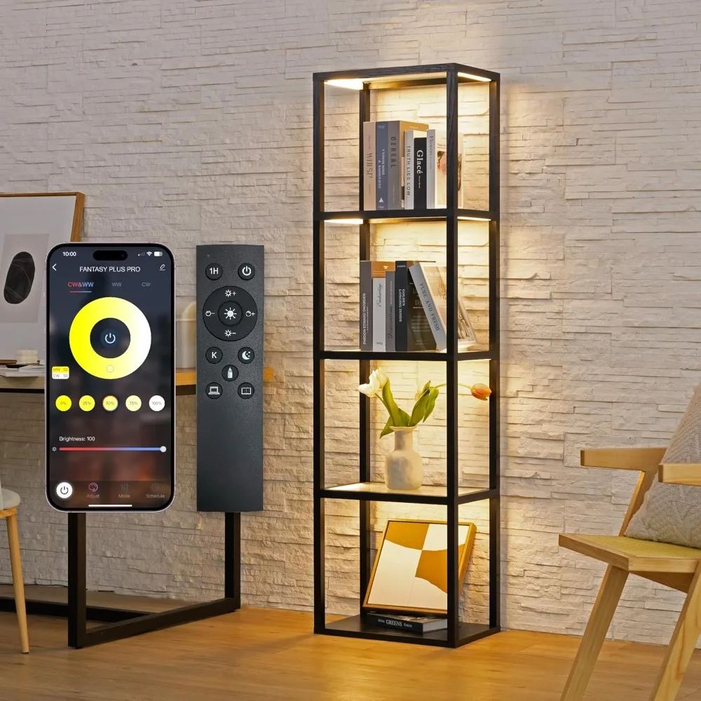 

66” LED Display Shelf & Lights – Glass Display Cabinet for Collectibles, App & Remote Control & Adjustable Color Temps