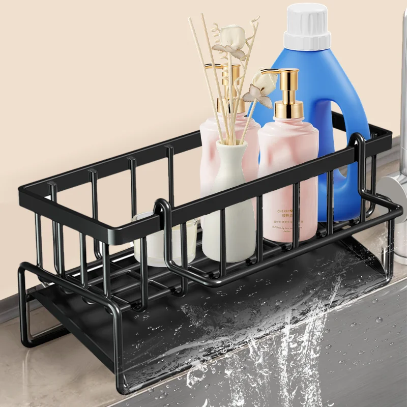 

Self-Draining Sink Shelf Kitchen Sink Drain Rack Organizer Thickened ABS Plastic Soap Sponge Holder Dishcloth Rack Filter Basket