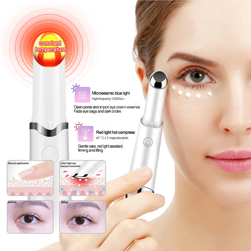Home Rechargeable Electric Lifting Magnetic Heat Care Increasing Skin Elasticity Sensor Touch Heated Therapy Eye Massager Wand