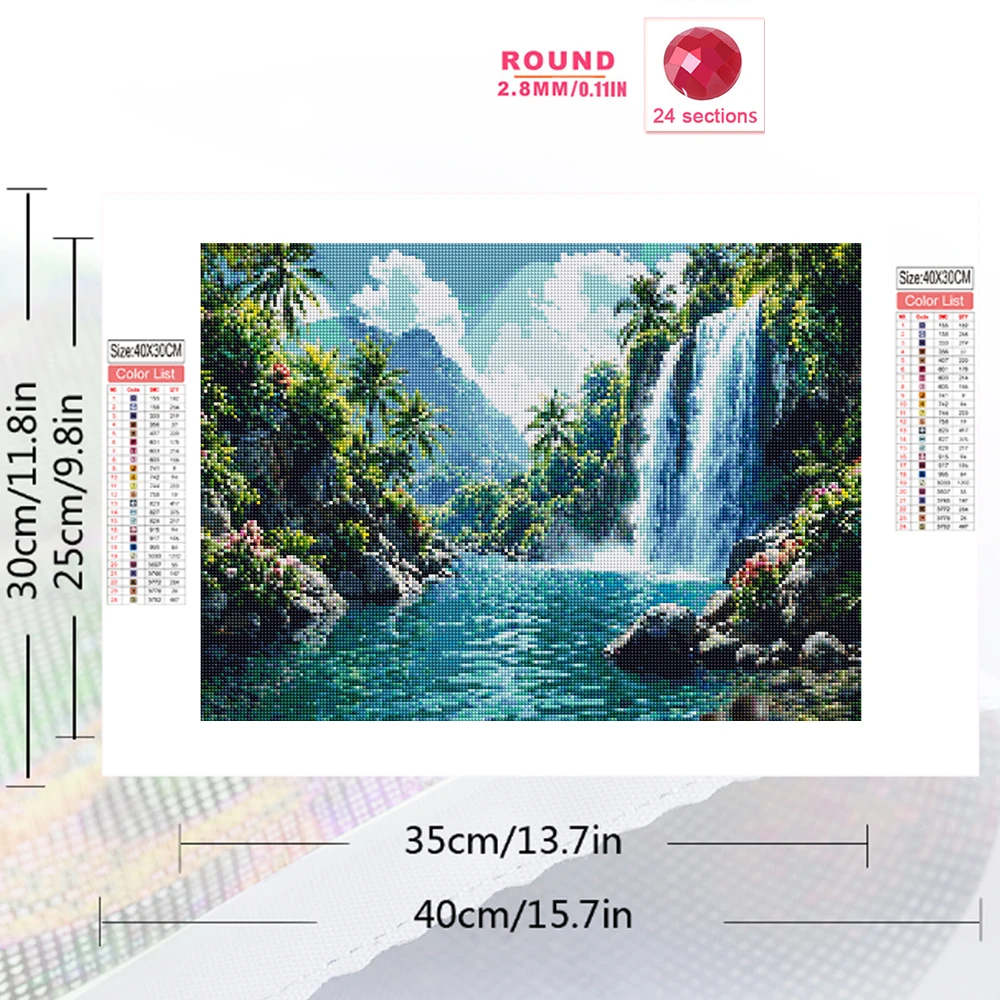 EverShine New Arrival Diamond Mosaic Waterfall Landscape Painting Mountain DIY Pattern for Adults Beginners Unique Gift