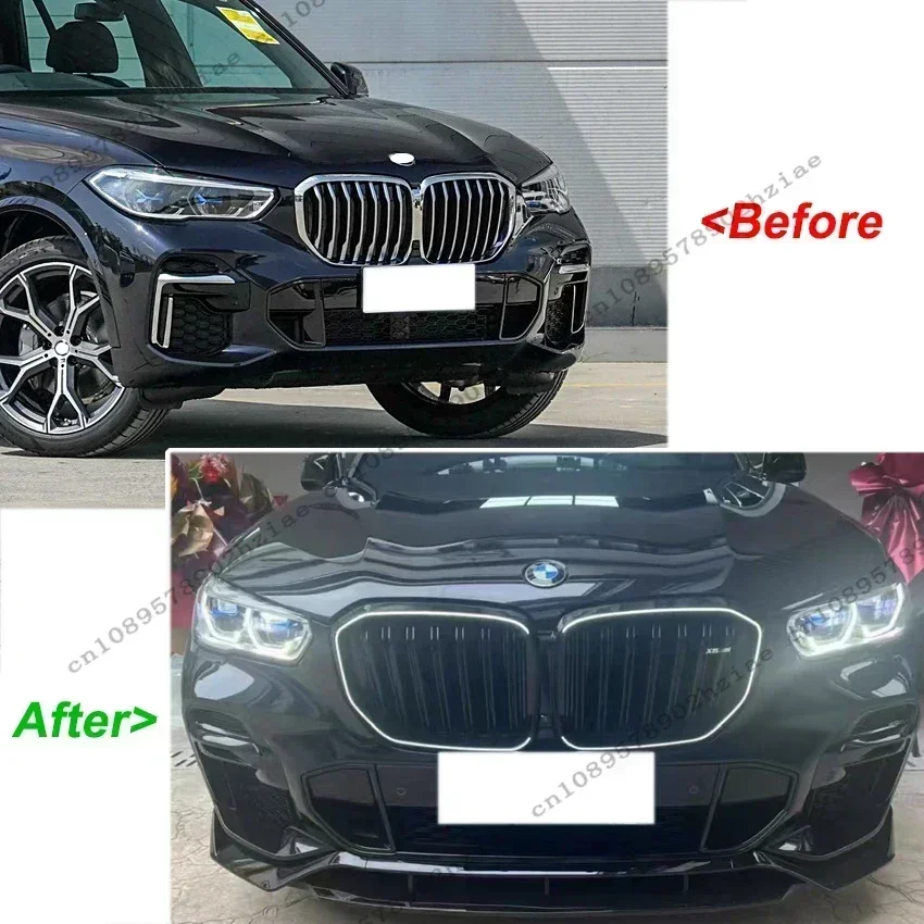 LED Front Radiator Kidney Bumper Grill Accessories For BMW X5 G05 xDrive 30i 35d 40i M50i 2018-2023 Gloss Black Grill Body Kit