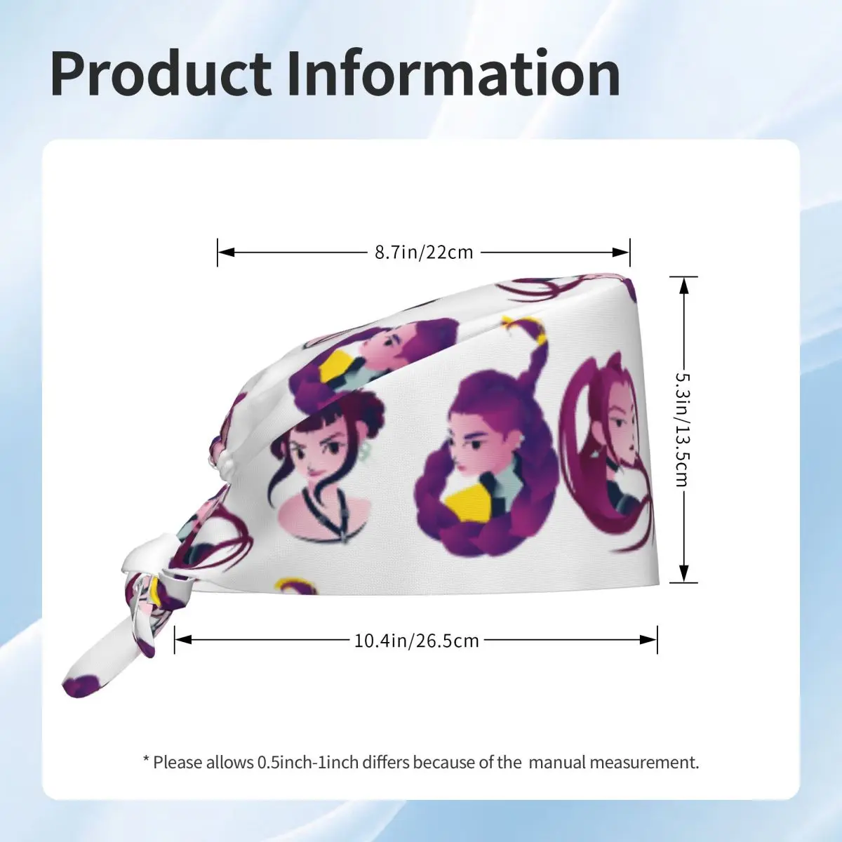 Czapki pielęgniarskie KPop Demon Hunter, czapka medyczna, mem Huntrix, modna czapka medyczna, wygodna czapka z wiązaniem na plecy, czapki robocze