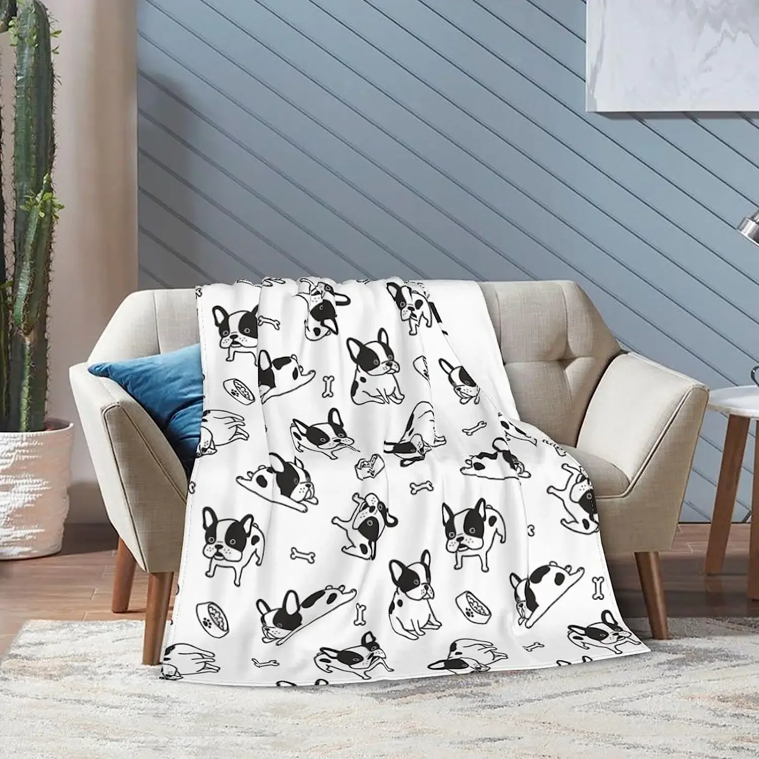 French Bulldog Flannel Fleece Bed Blanket Throw Blanket Lightweight Cozy Plush Blanket for Bedroom Living Rooms Sofa