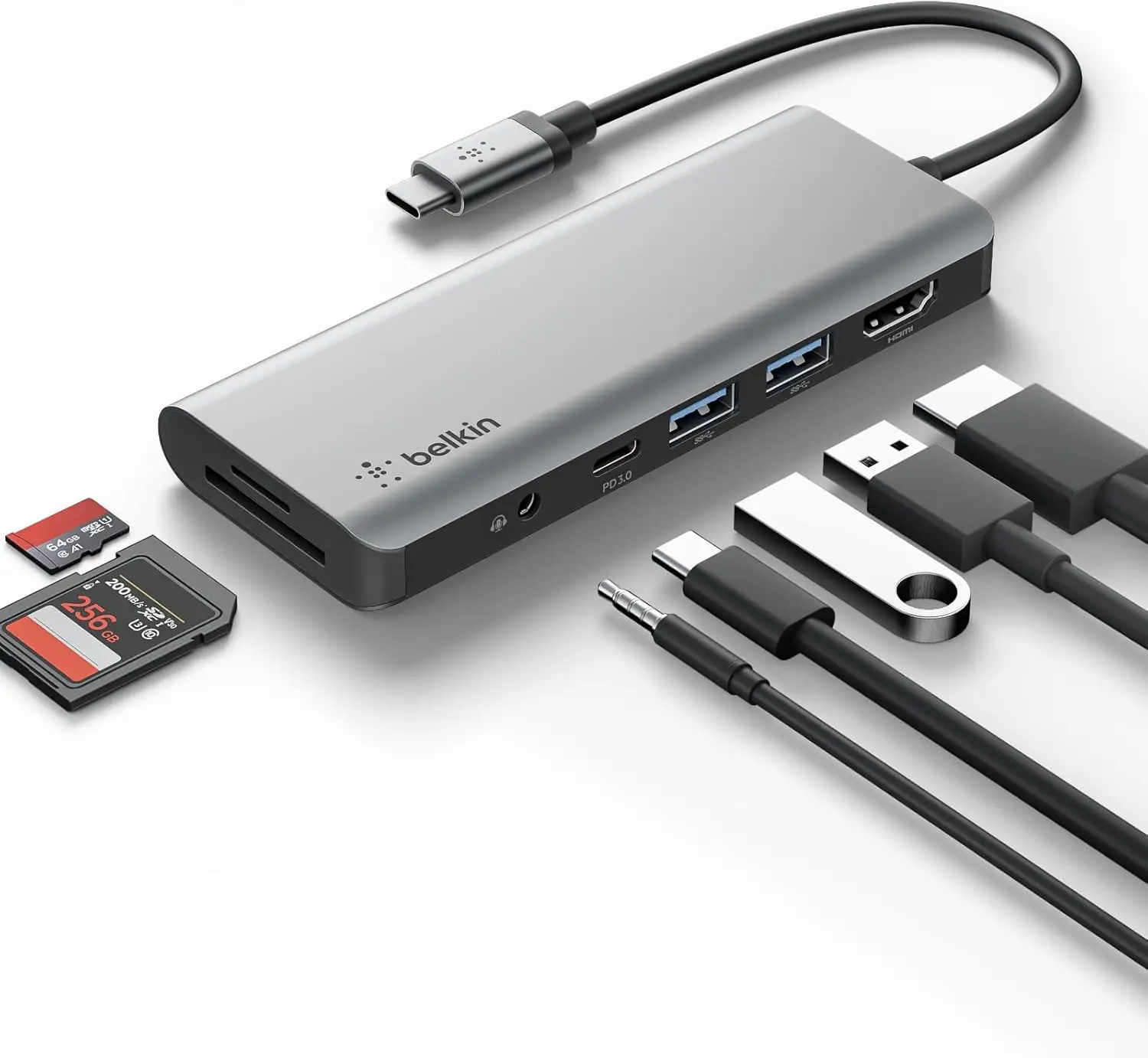 

7-in-1 USB-C Hub with 85W PD, 4K HDMI, Fast Data Transfer for Laptops