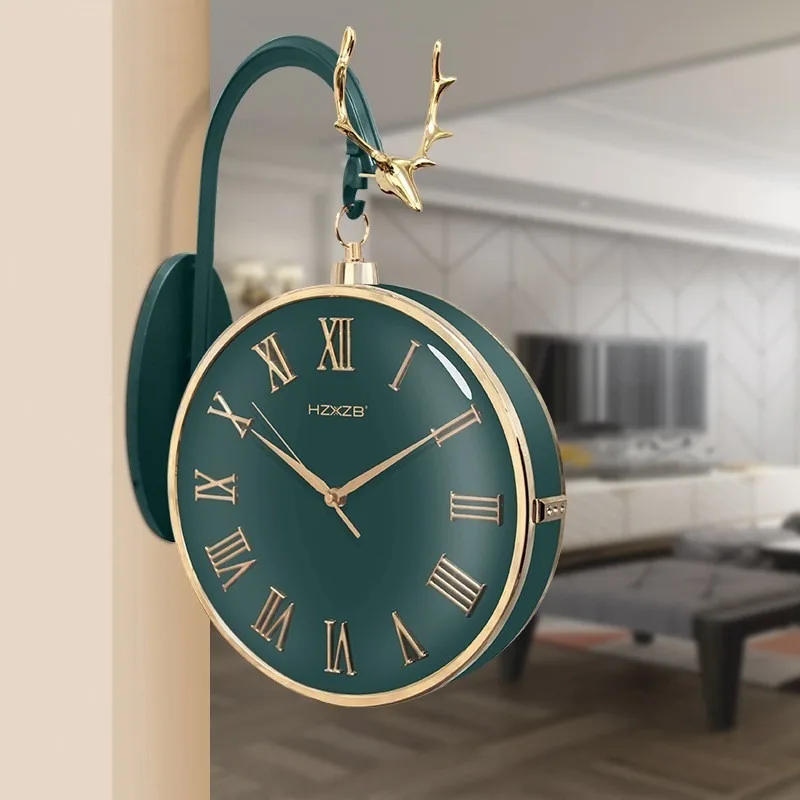 Modern Nordic Double Sided Wall Clock Minimalist Creative Wall Mounted Silent Clocks Large Size Living Room Ornament Clocks