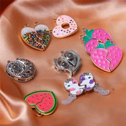 10pcs/5sets Alloy dripping oil good friend magnet love donut strawberry watermelon necklace accessories splicing wholesale