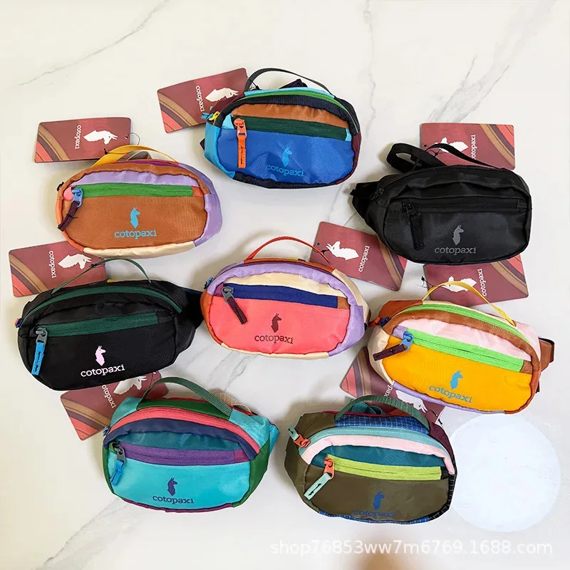 

Fashion couple chest bag dopamine 1.5L, large capacity diagonal waist bag, printed cross letters, casual cycling sports bag