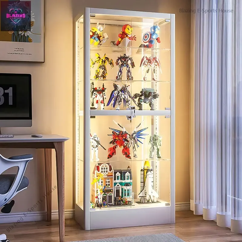 

Display Cabinet Gundam Figure Cabinet Glass Cabinet with Light Household Model Showcase Dust-proof Ornament Storage Prize