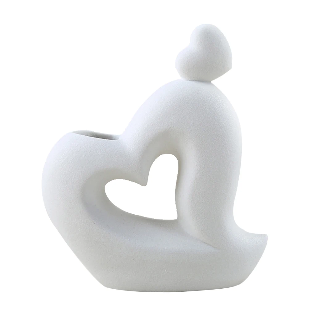 

1Pcs Heart Shaped Ceramic Flowerpot Desktop Vase for Flower Arrangement Creative Home Plant Container Decorative
