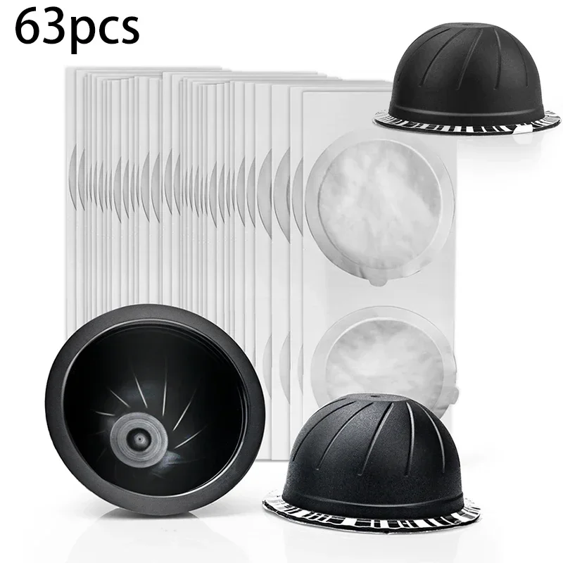 For Nespresso Vertuo Coffee Capsule Cup Self Stick Aluminum Foil Tamper Set For Delonghi ENV135 Reusable ENV150 BNV450WHT1BUC1