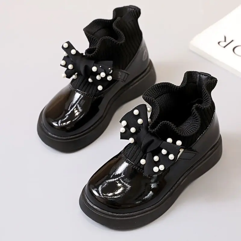 Girls Autumn Winter Fleece Lined Princess Ankle Boots Comfortable Warm Stylish Sock Boots Leather Footwear for Kids
