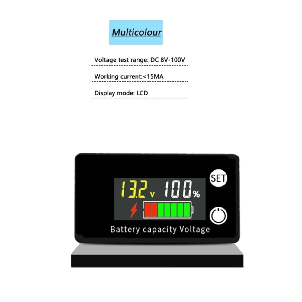 6133A Đèn Báo Dung Lượng Pin DC 8V-100V Axit Chì Lithium LiFePO4 Xe Ô Tô Xe Máy Vôn Kế Điện Áp Đo 12V 24V 48V 72V