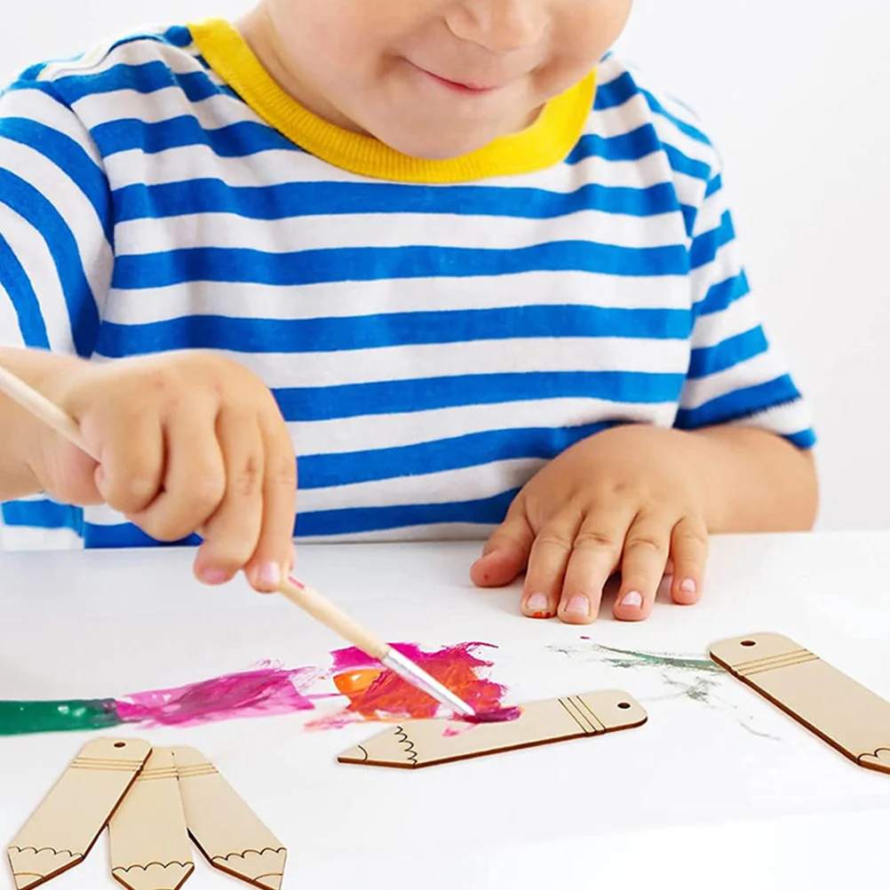 

30Pcs Wood Bookmarks Blank Pencil Shaped Unpainted Wooden Tags Unfinished DIY Craft Decorations Suitable for Painting Graffiti