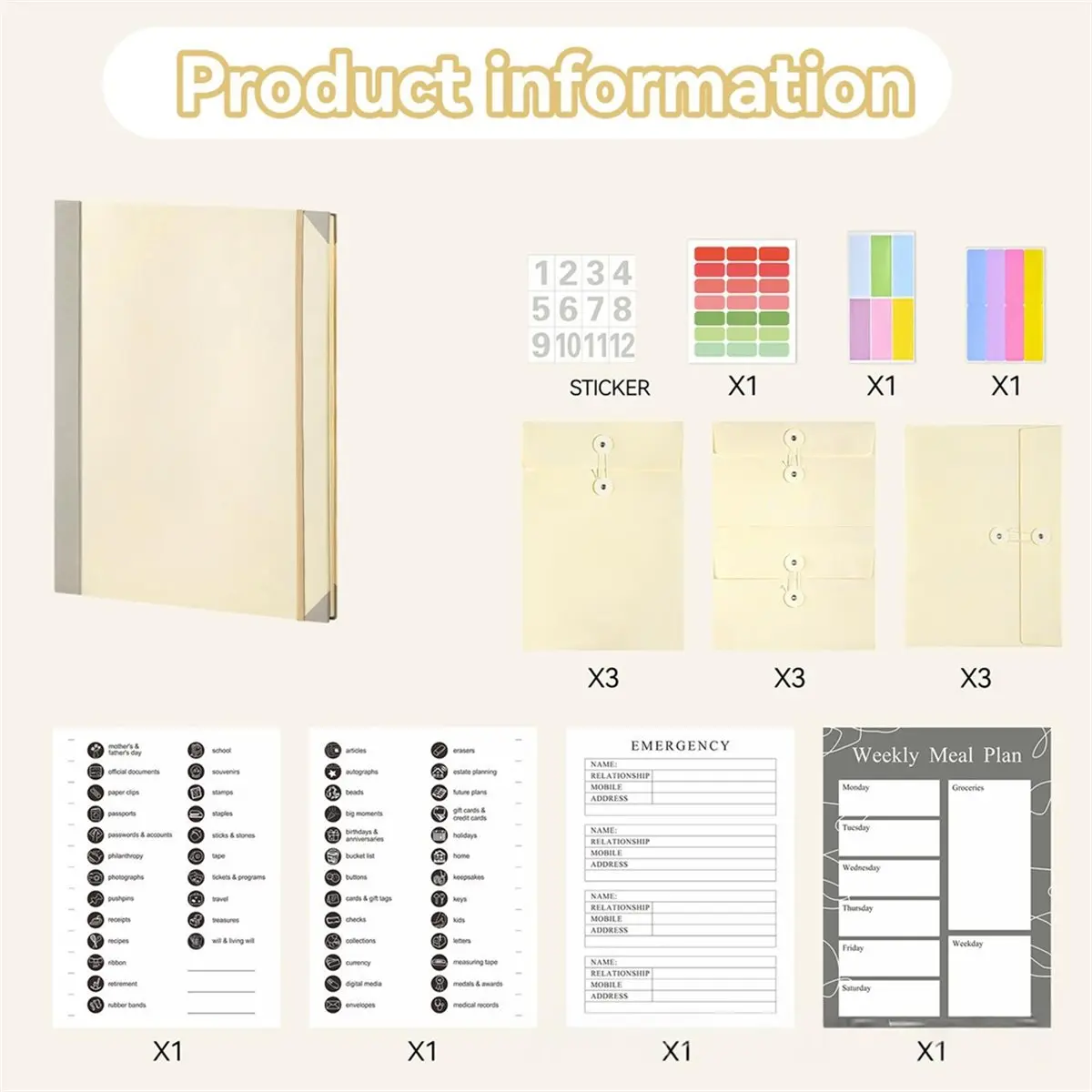 Home Tool Portable in Case I Go Missing Binder Multiple Pockets File Storage Tools Accordion Storage Folders Large Capacity File