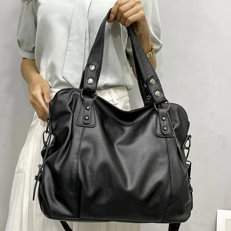 Big Soft PU Leather Bag New Type Korean Version Of Everything Simple Large Capacity Tote Single Shoulder Handbag