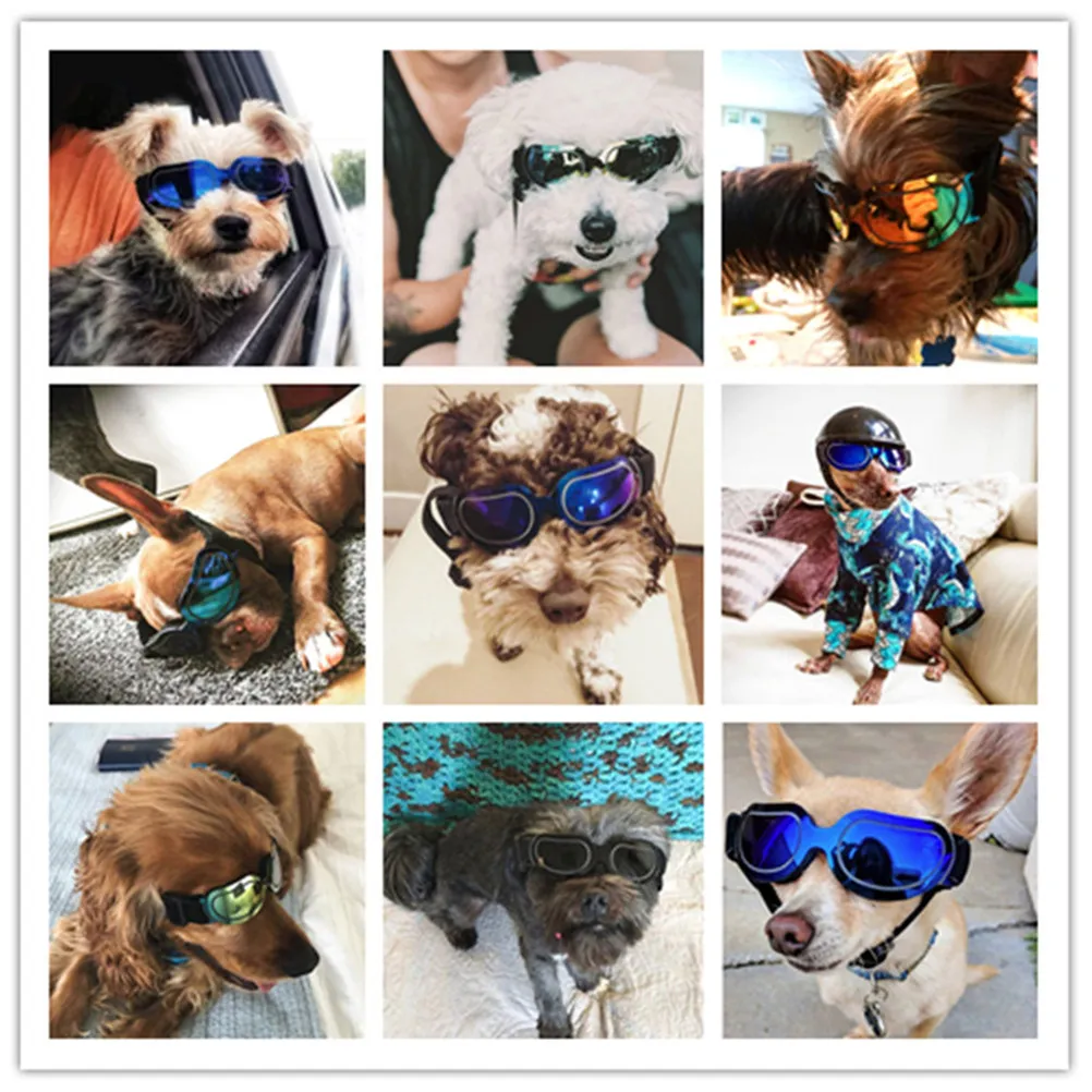 Blue Dog Glasses Funny Durable Lightweight Colorful Cotton Nylon Belt Spoof Pet Sunglasses for Parties Pet Glasses Spoof