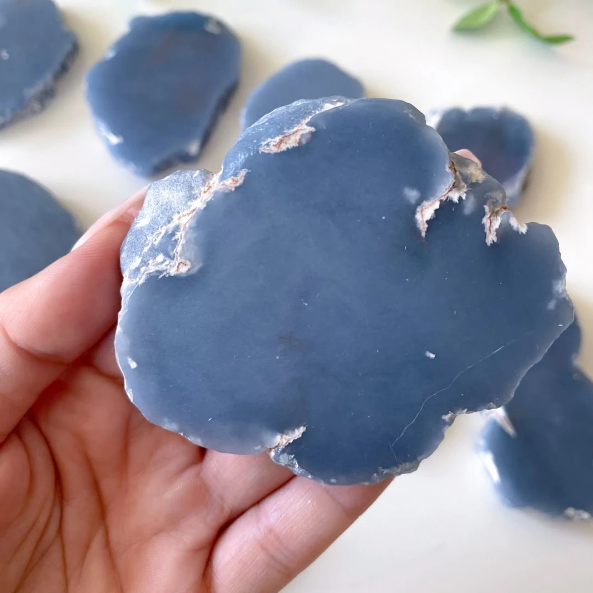 1pc Natural Angelite Raw Slice - a Distinctive High-Quality Rough Blue Angelite, Perfect for Sparkling Home Decoration