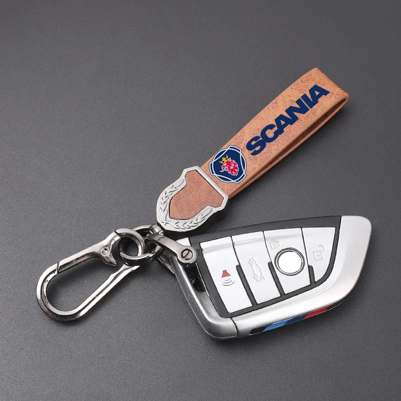 Fashion Luxury Genuine Leather Keychain Car Key Ring For Scania K250 K280 K310 K320 K490 SERIE G P S SerieX