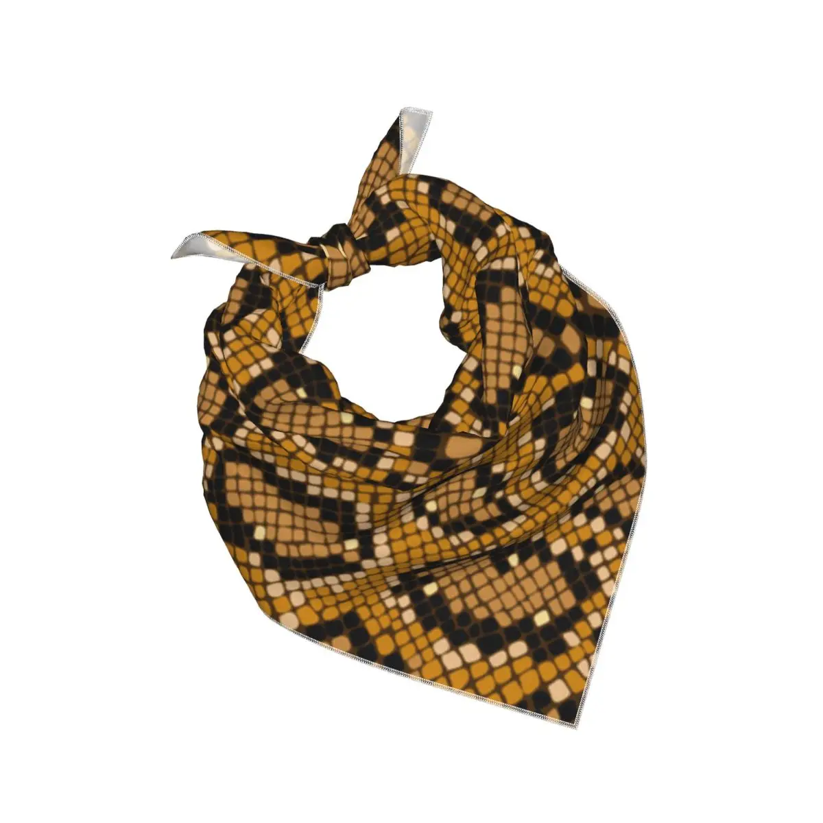 Women Square Scarf Imitated Silk Smooth Satin Kerchief Crocodile Snake Skin Versatile Neck Head Hair Bandana for Daily Wear
