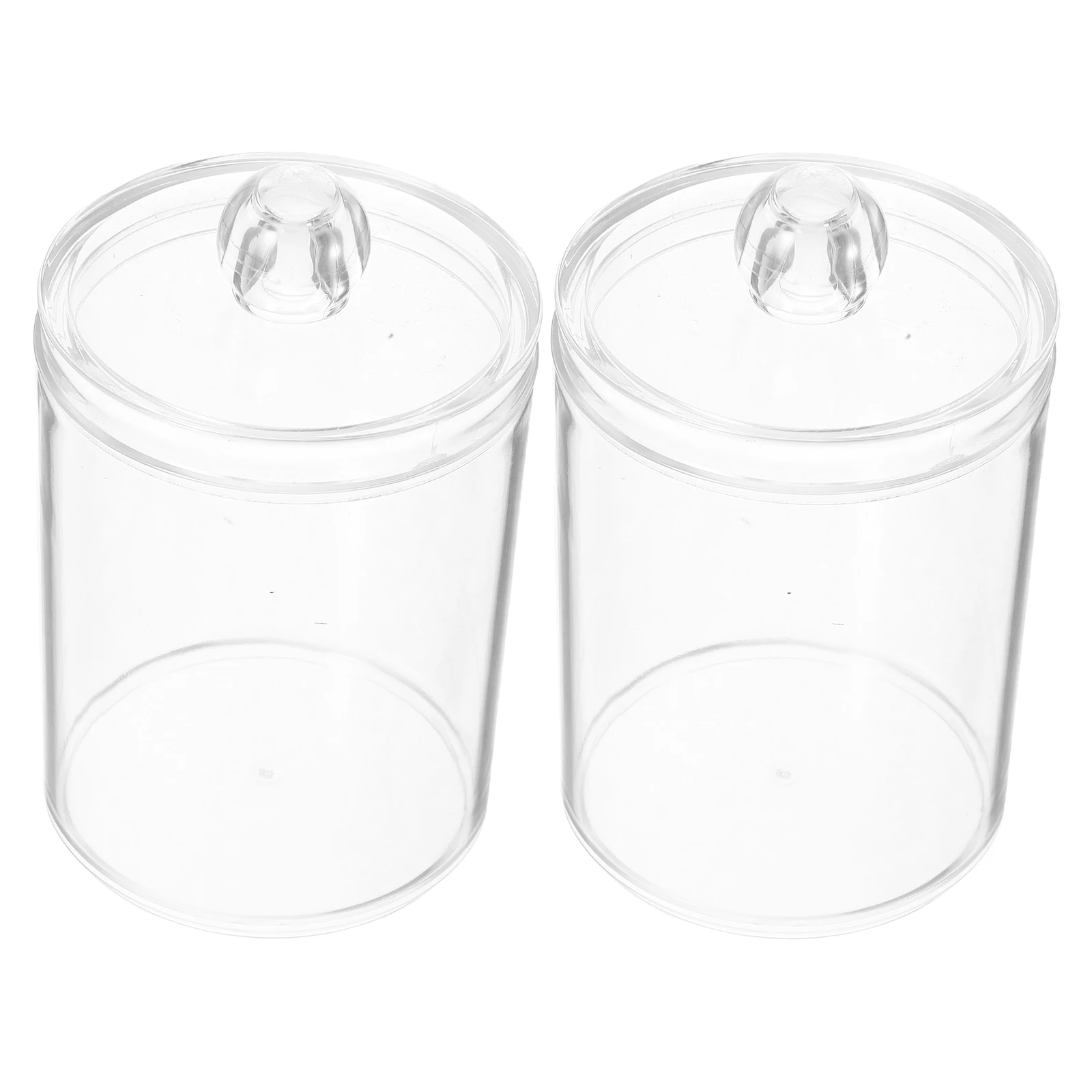 

2 Pcs Apothecary Cotton Buds Container Jar Transparent Bathroom Storage Jars with Lids